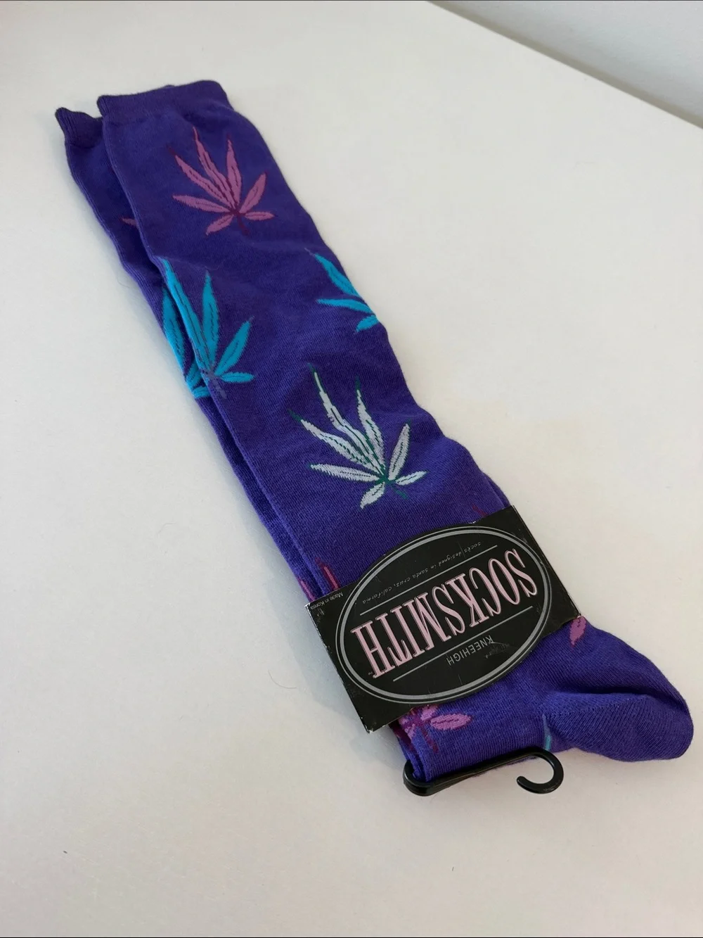 Socksmith Men's Purple Palm Leaf Crew Socks